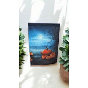 Halloween Seasonal Autumn Pumpkin Fantasy Fairy Forest House Flag 28" x 40" EUC